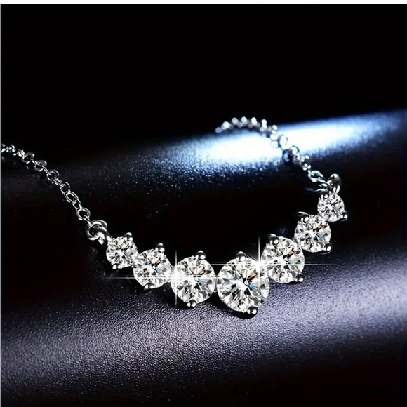 Seven-Star Sparkling Moissanite necklace 17INCH 925 silver - Picture 1 of 5